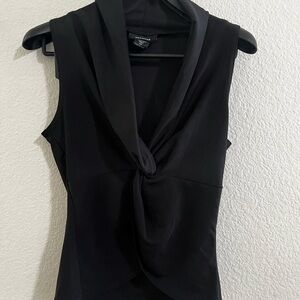 Express Black Sleeveless Twist-Detail V-Neck Top